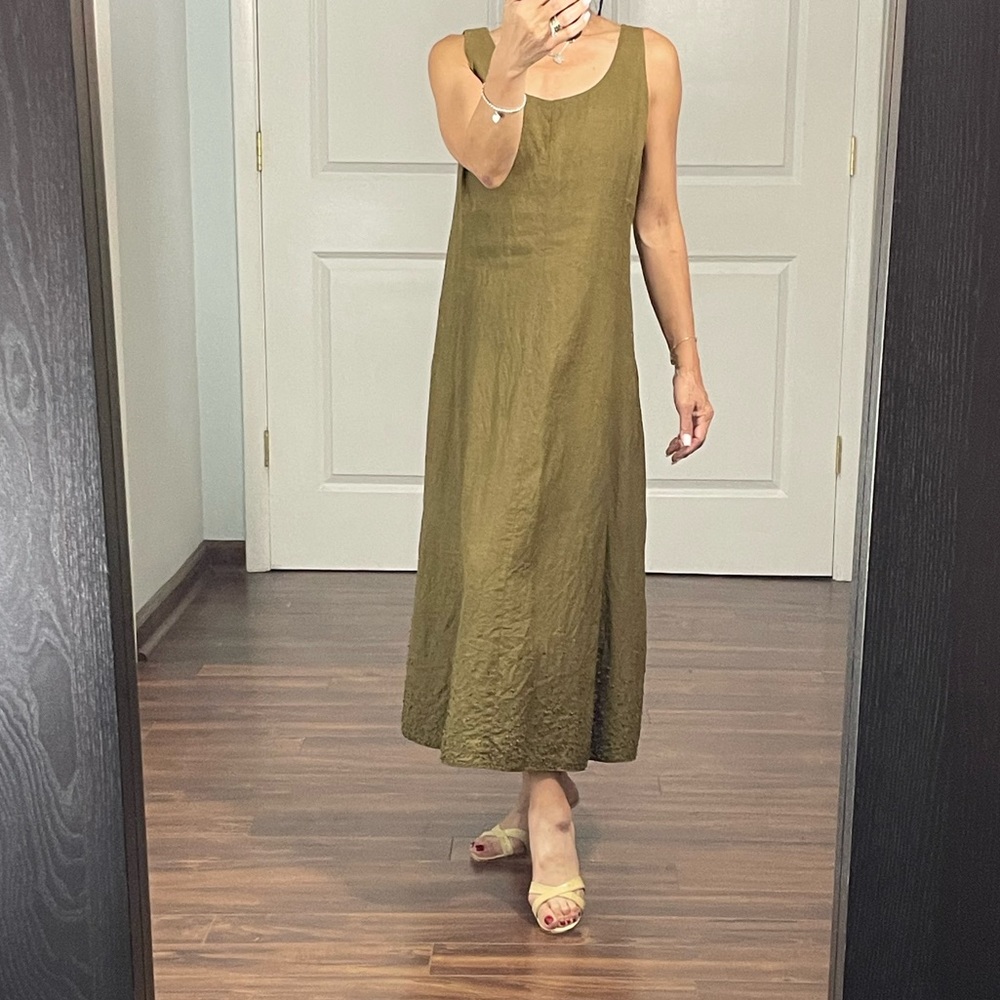 100% Linen A line Midi dress - Picture 3 of 14